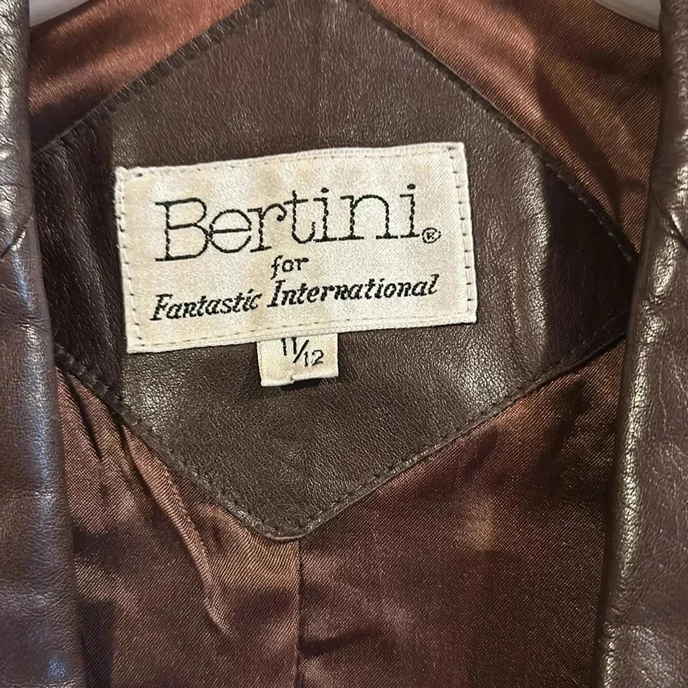 Bertini 100% Brown Leather 2 Button Jacket - Picture 2 of 7